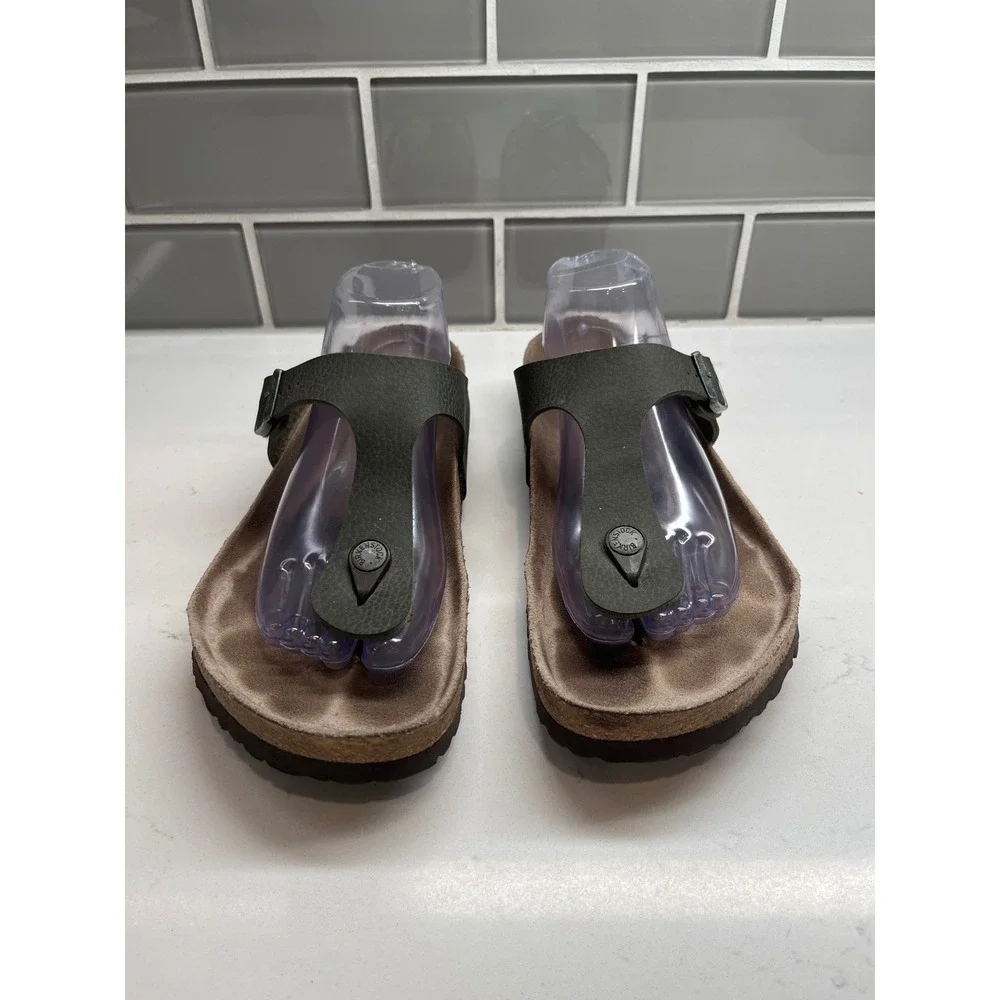 Birkenstock Gizeh Olive Green Birko-Flor Thong Sandals Mens 43 L12 M10 Germany